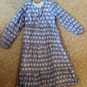 Oliphant Blue Patterned Long Sleeve Dress